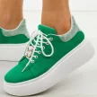 Zielone zamszowe skórzane sneakersy damskie Vinceza 89104