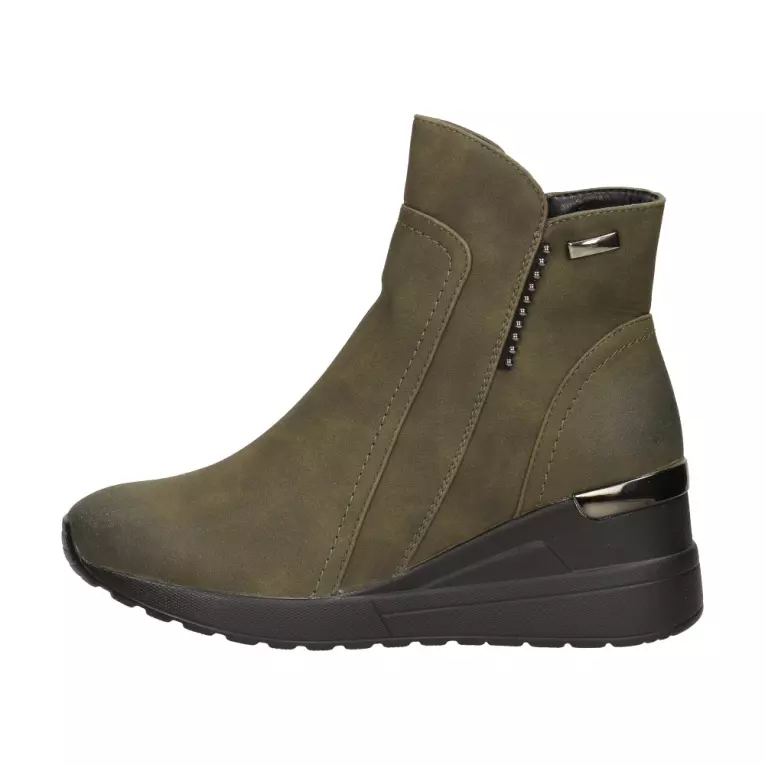 Botki damskie na koturnie JEZZI 2131-6 KHAKI