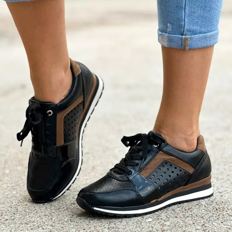 Czarne sneakersy damskie, półbuty M.DASZYŃSKI 2169-4