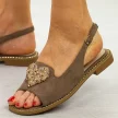 Taupe płaskie sandały damskie S.Barski 018