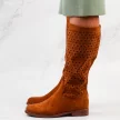 Wiosenne ażurowe kozaki damskie S.BARSKI 66-100 CAMEL
