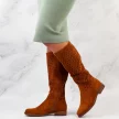 Wiosenne ażurowe kozaki damskie S.BARSKI 66-100 CAMEL