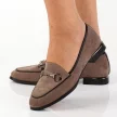 Szare loafersy damskie na obcasie, półbuty JEZZI 2167-1