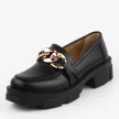 Czarne skórzane mokasyny damskie, półbuty Filippo Dp3221/24 Bk