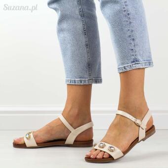 Beżowe płaskie sandały damskie S.Barski Ss27-79