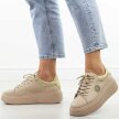 Beżowe skórzane sneakersy damskie na platformie Filippo Dp6058/25