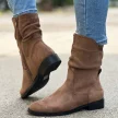 Wysokie zamszowe botki damskie khaki M.Daszyński 2251-7