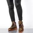 Skórzane trapery damskie, botki na traperze IZZY 6030 KHAKI NUBUK