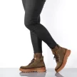 Skórzane trapery damskie, botki na traperze IZZY 6030 KHAKI NUBUK