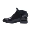 Czarne botki damskie SERGIO LEONE BT401 LAKIER KROKODYL