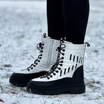 Srebrne zimowe śniegowce, botki damskie Vinceza 34586