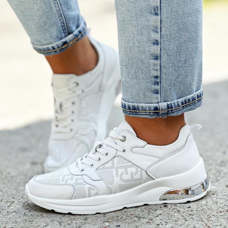 Białe skórzane sneakersy damskie S.BARSKI 22241