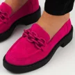 Fuksjowe loafersy damskie, zamszowe mokasyny POTOCKI 12112