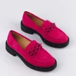 Fuksjowe loafersy damskie, zamszowe mokasyny POTOCKI 12112