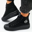 Czarne tekstylne trampki damskie na platformie LEE COOPER 1628L