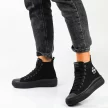 Czarne tekstylne trampki damskie na platformie LEE COOPER 1628L