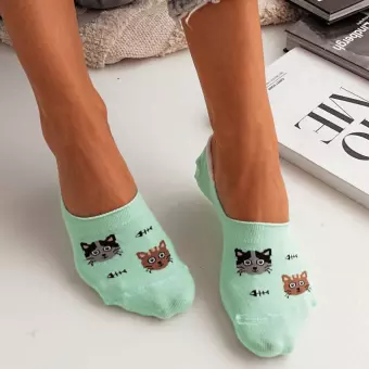 Miętowe mikrostopki damskie koty + ości model 929