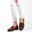 Brązowe zamszowe loafersy, mokasyny damskie La.Fi 016BR-SU
