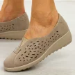 Khaki ażurowe półbuty damskie Potocki 90341