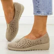 Khaki ażurowe półbuty damskie Potocki 90341
