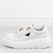 Białe skórzane sneakersy damskie na platformie Filippo Dp6382/24