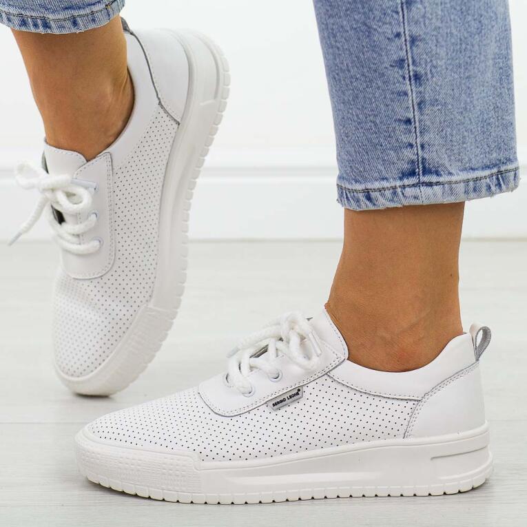 Białe skórzane sneakersy damskie Sergio Leone Sp102