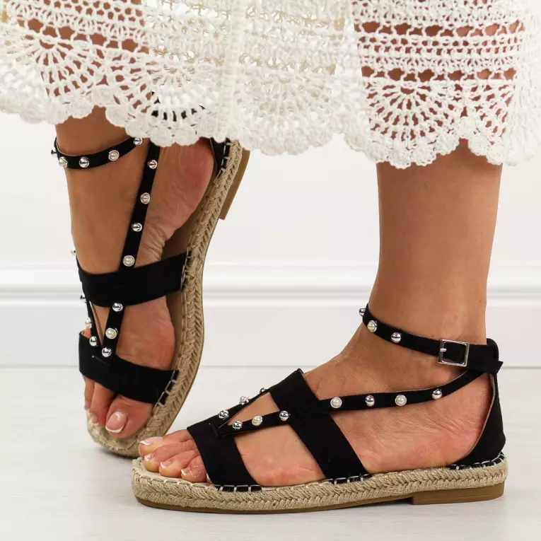 Czarne espadyle damskie, sandały S.Barski 33132