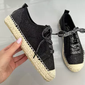 Czarne espadryle, buty damskie 17704