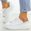 Białe skórzane sneakersy damskie na platformie Filippo Dp6739/25